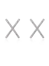 Load image into Gallery viewer, X Pave&#39; Earrings: Silver