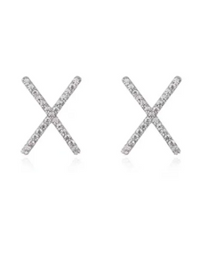 X Pave' Earrings: Silver