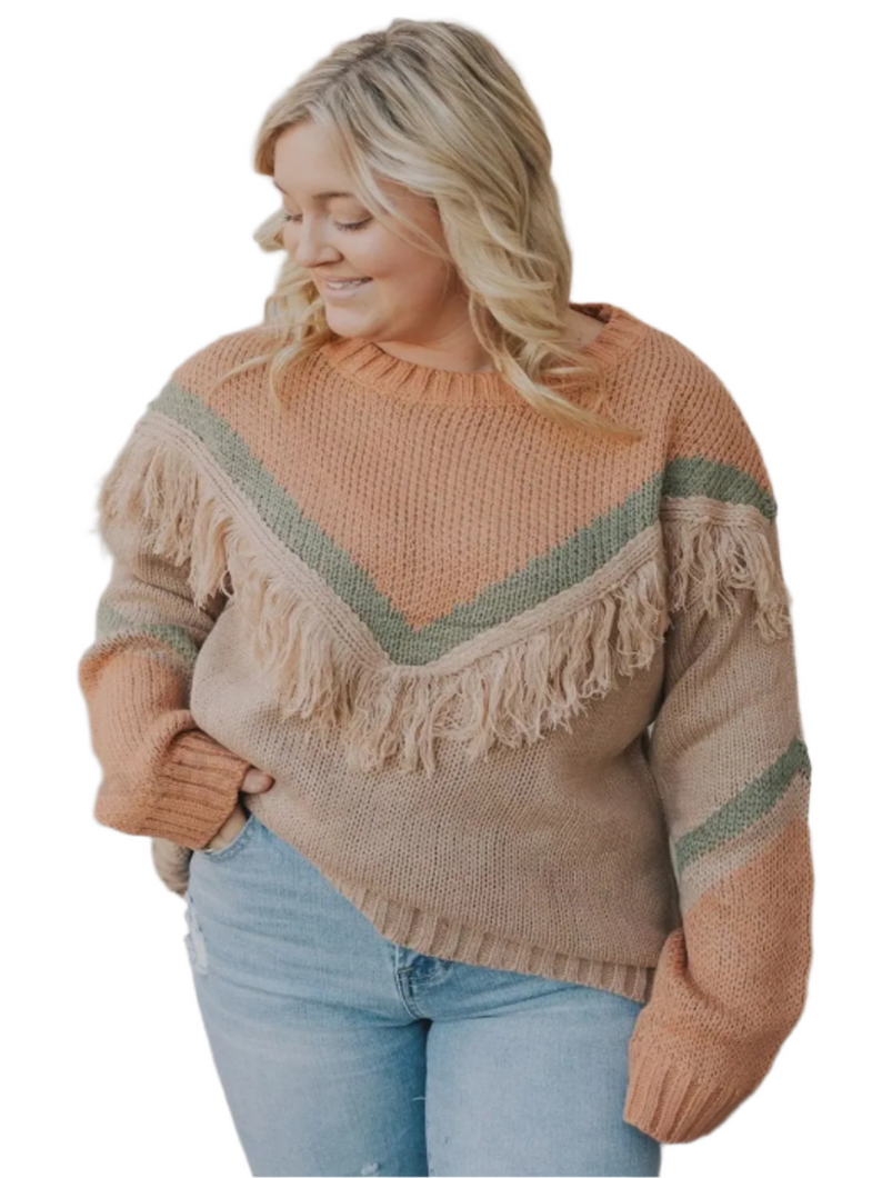 Fringe Detail Sweater: 3 XL