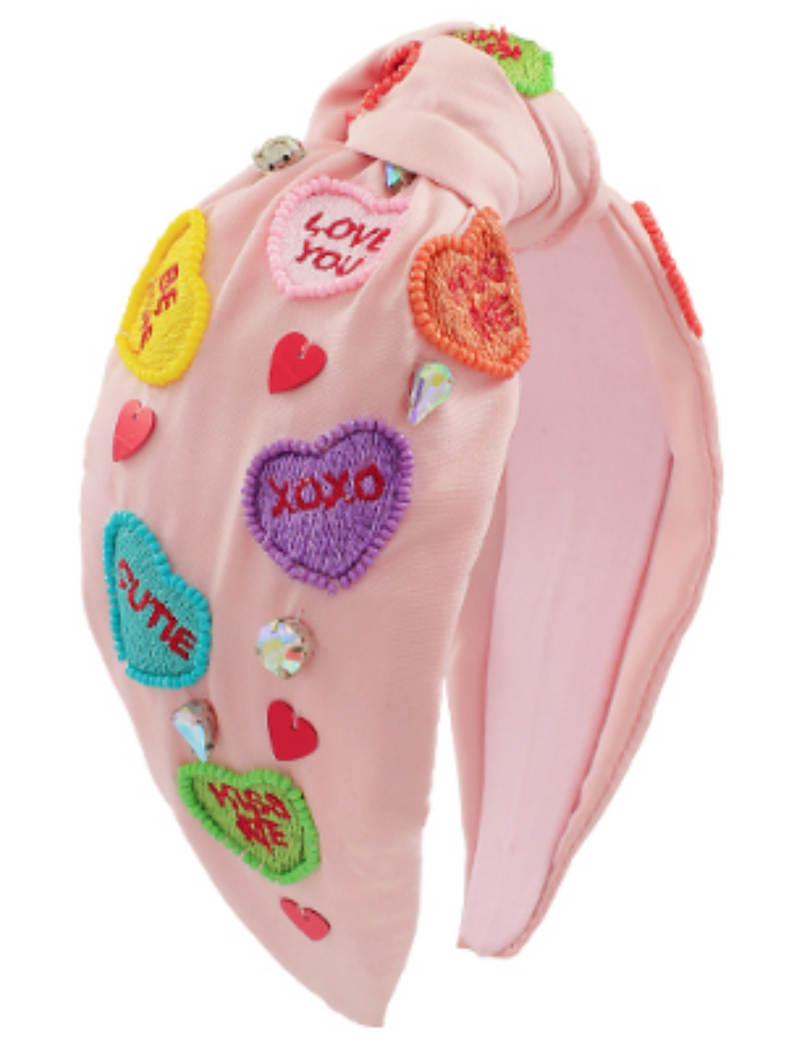 Conversation Heart Headband: Pink