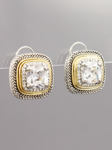 Cable Jewel Studs: Square
