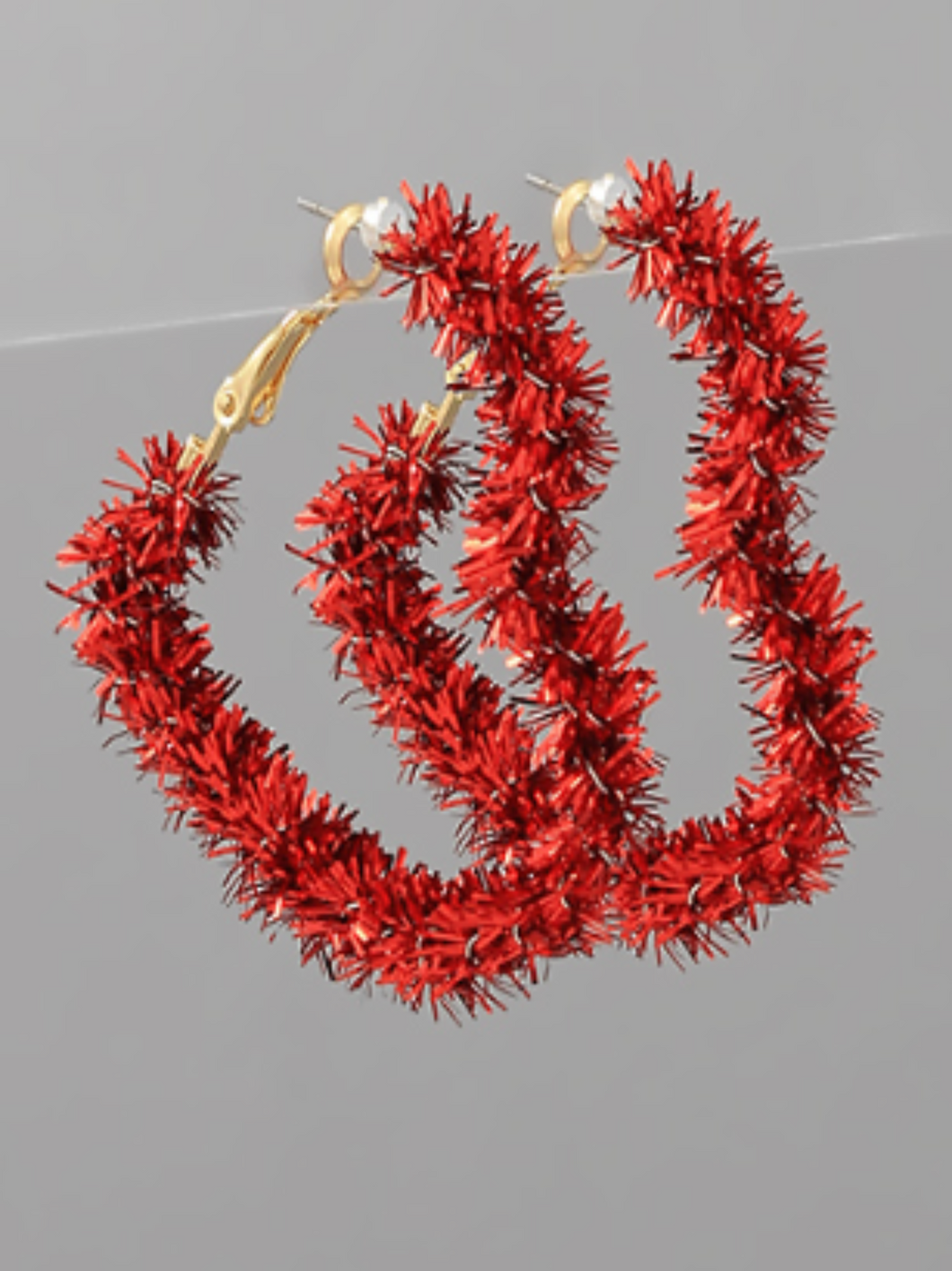 Tinsel Heart Hoops: Red