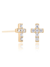 Load image into Gallery viewer, 14K CZ Cross Hypoallergenic Studs