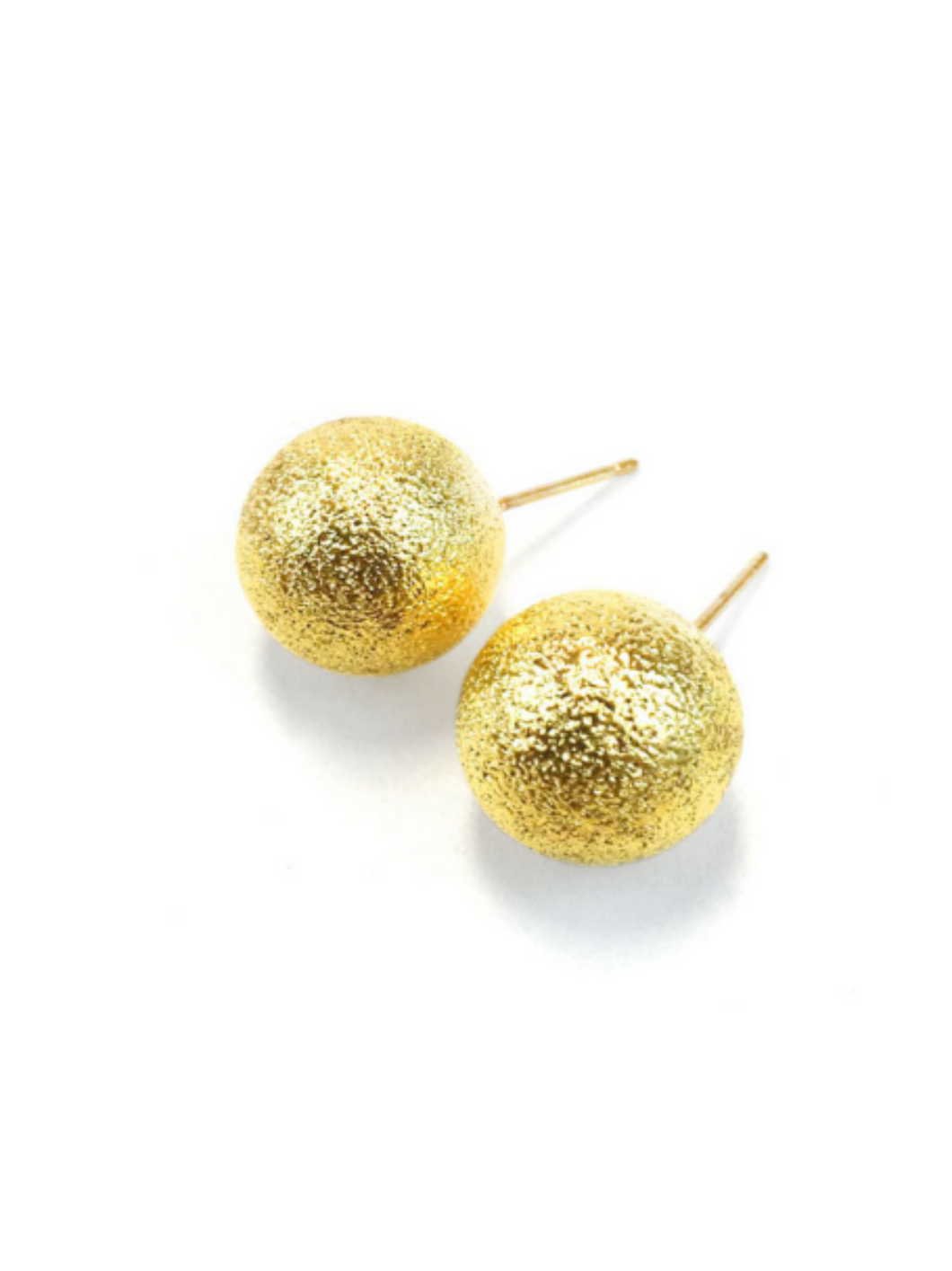 Frosted Matte Gold Ball Earrings: Large