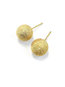 Frosted Matte Gold Ball Earrings: Medium