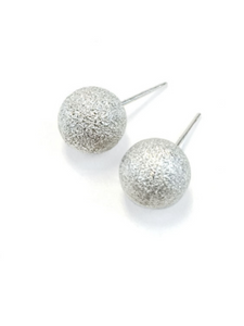 Frosted Silver Ball Earrings: Medium