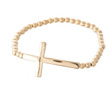 Load image into Gallery viewer, Cross Bead Bracelet: Gold