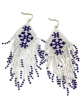 Load image into Gallery viewer, Blue &amp; White Bead Earrings