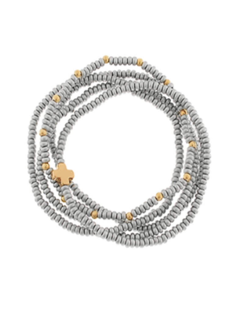 Gray Cross Bead Bracelet