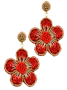 Red Flower Earrings