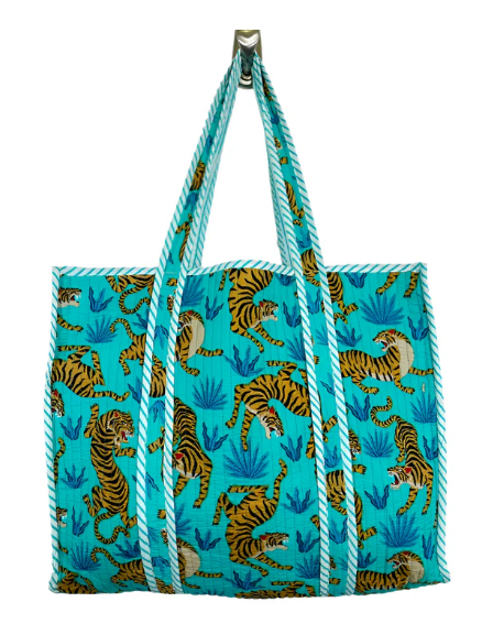 Aqua Tiger Tote Bag