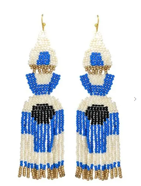 Boho Fringe Earrings: Blue