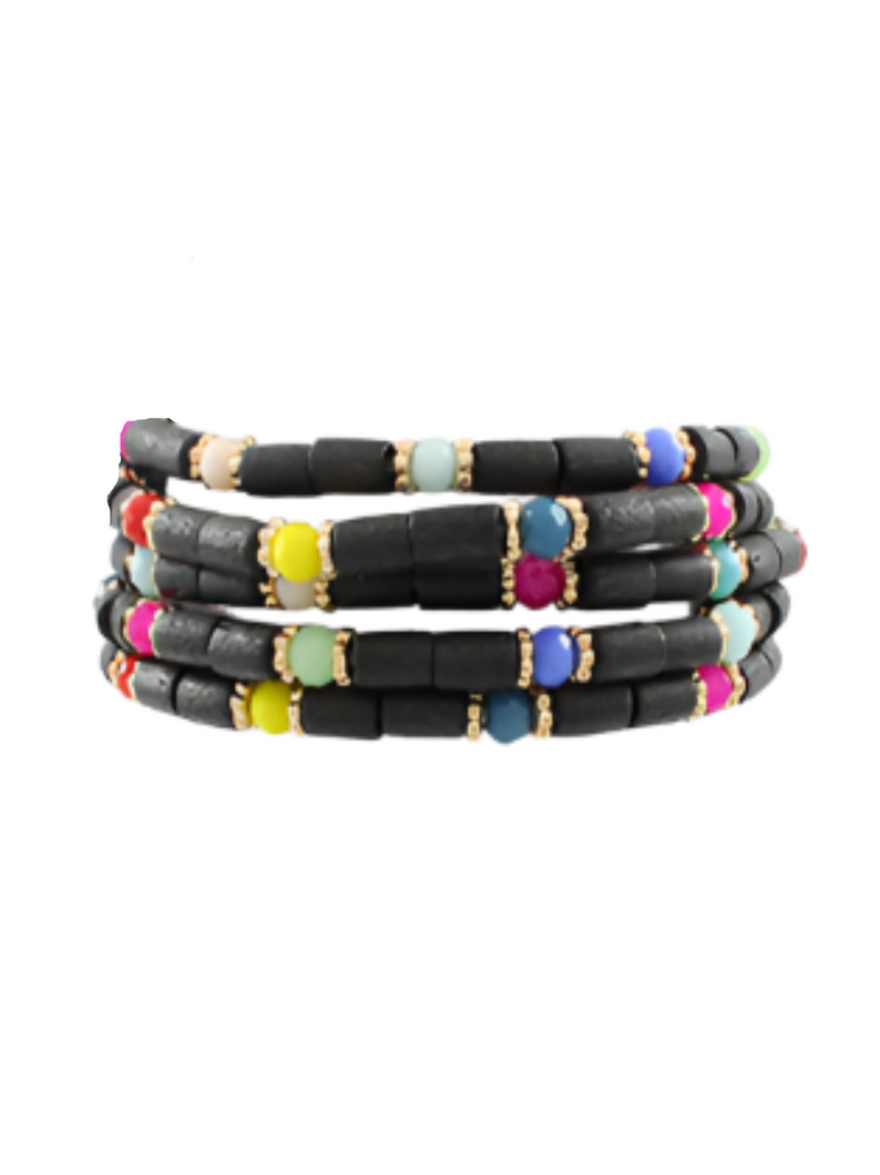 Multi Color Black Bracelet Set
