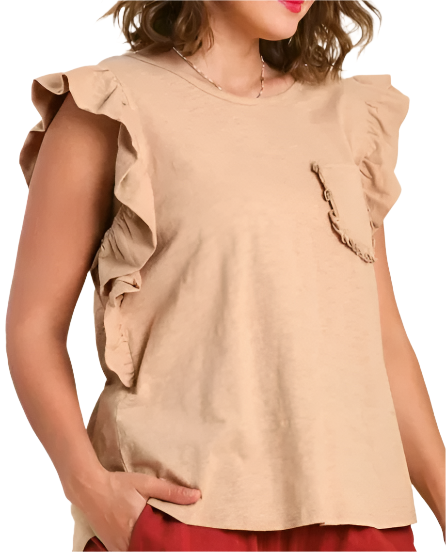 Ruffle Pocket Top: Medium