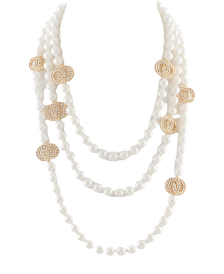 Interlock Pearl Necklace