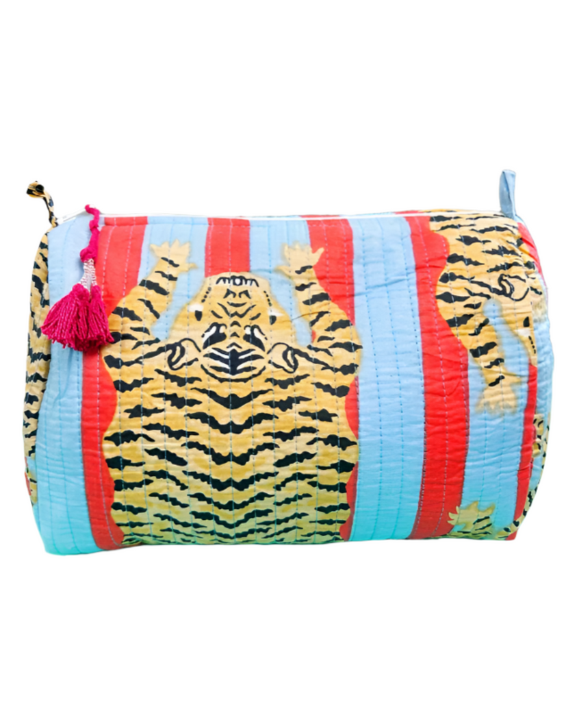 Stripe Tiger Cosmetic Bag: Blue