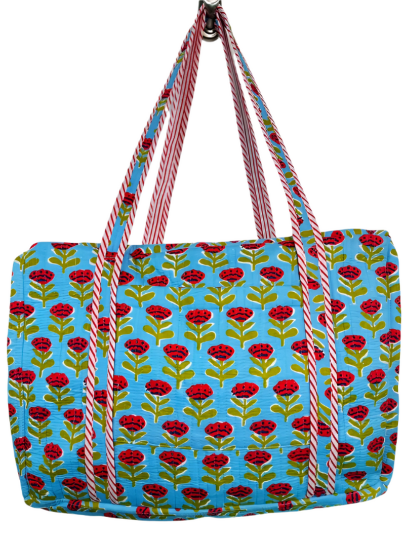 Floral Weekender Bag: Blue