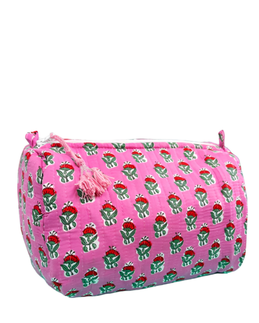 Floral Cosmetic Bag: Pink