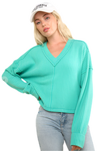 Load image into Gallery viewer, Social Call Sweater: Aqua