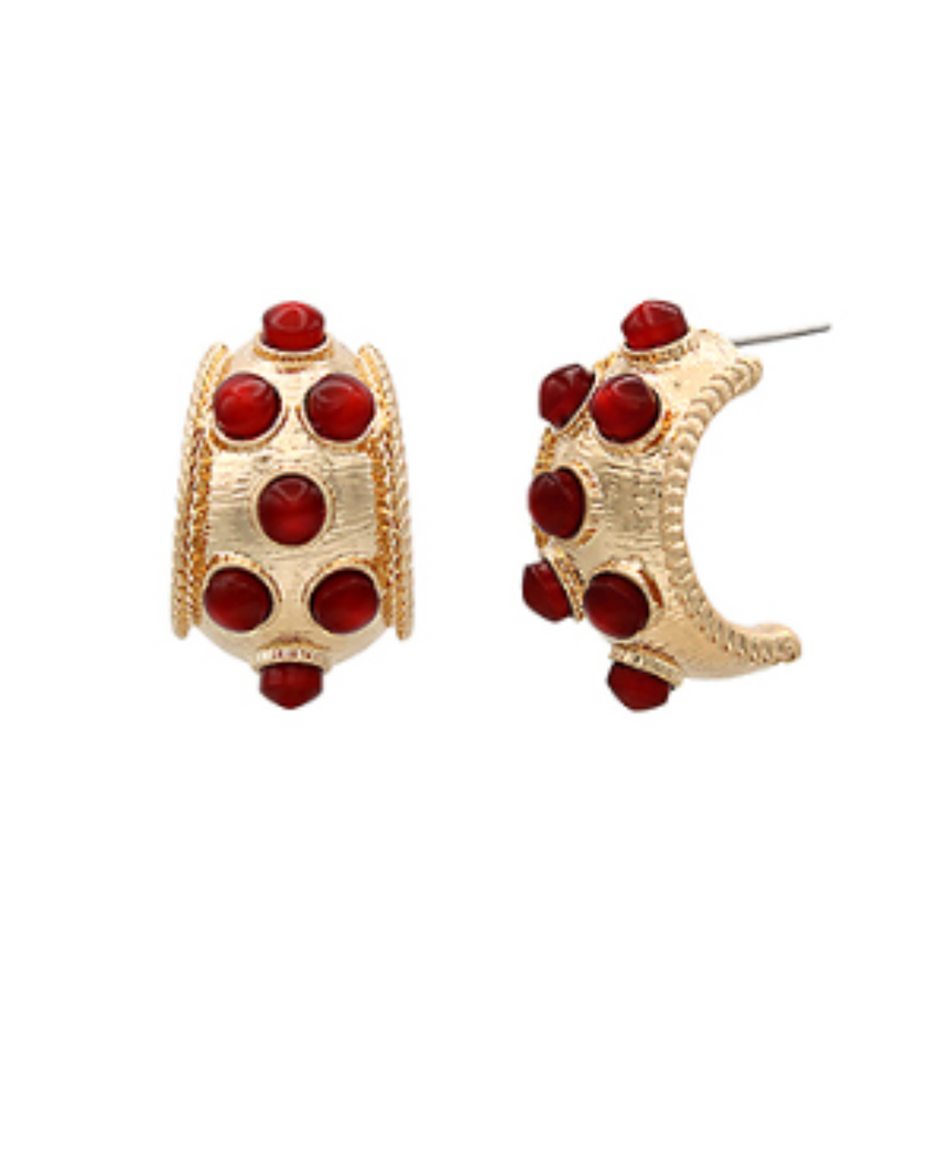 Red Dot Antique Hoops
