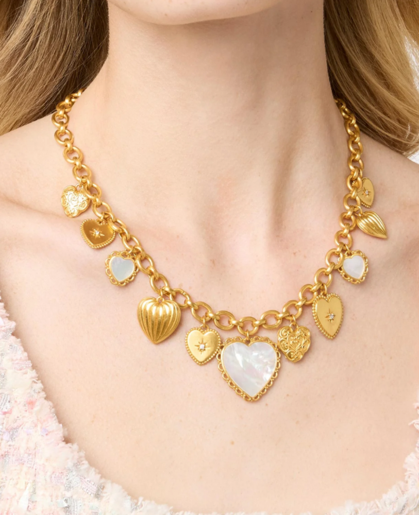 JV Heart Charm Necklace