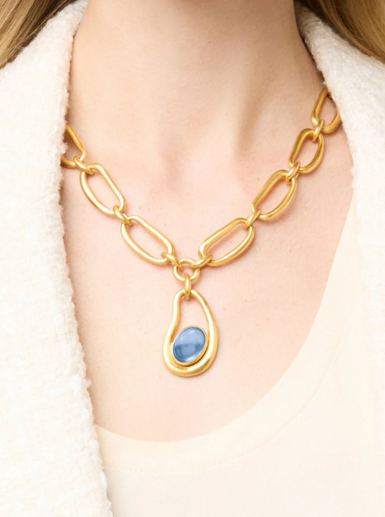 JV Wave Statement Necklace: Blue
