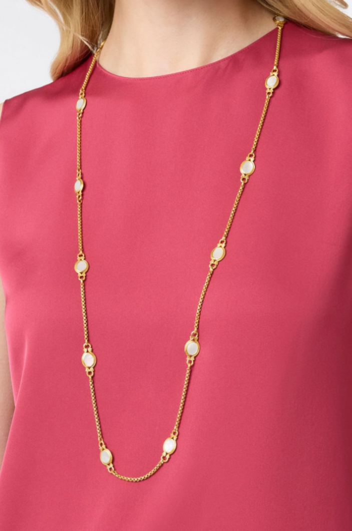 JV Saratoga Stone Station Necklace: MOP