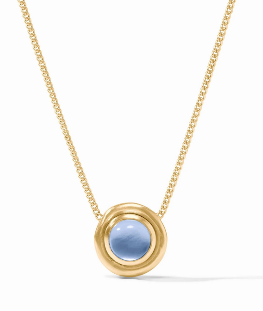 JV Wave Stone Delicate Necklace: Blue