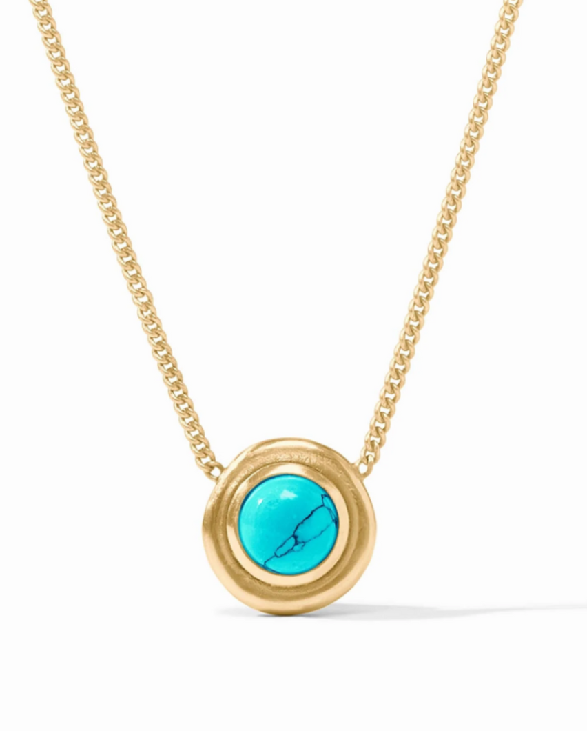 JV Wave Delicate Stone Necklace: Turquoise