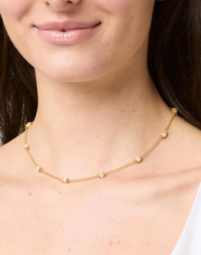 JV Hydra Delicate Station Necklace: Pearl