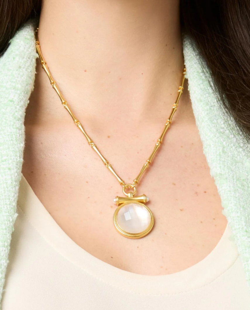 JV Bamboo Statement Necklace: Clear