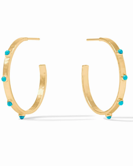 JV Crescent Stone M Hoop: Turquoise