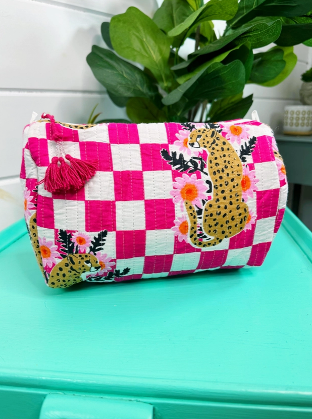 Jag Check Makeup Bag: Pink