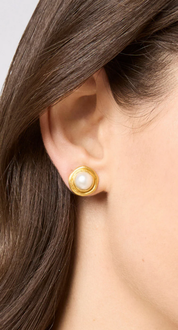 JV Wave Stone Studs: Pearl