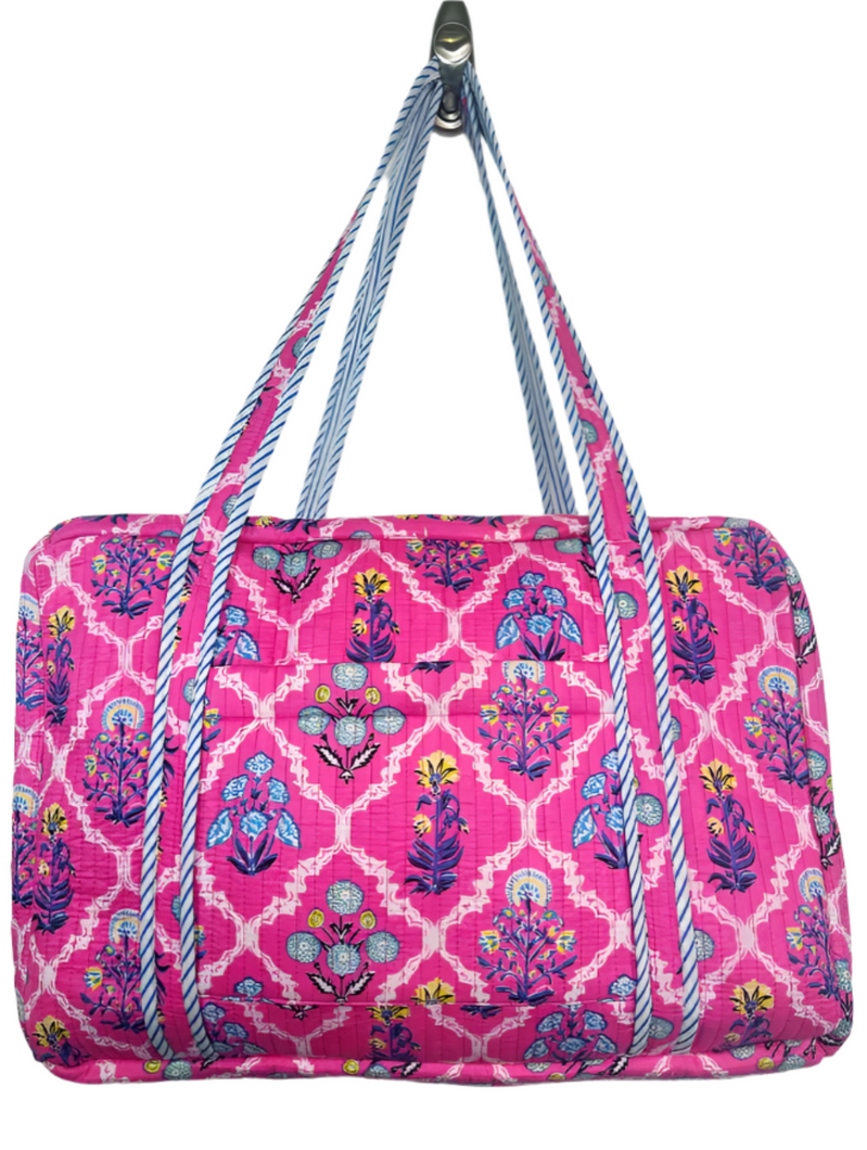 Pink Wildflower Weekender Bag