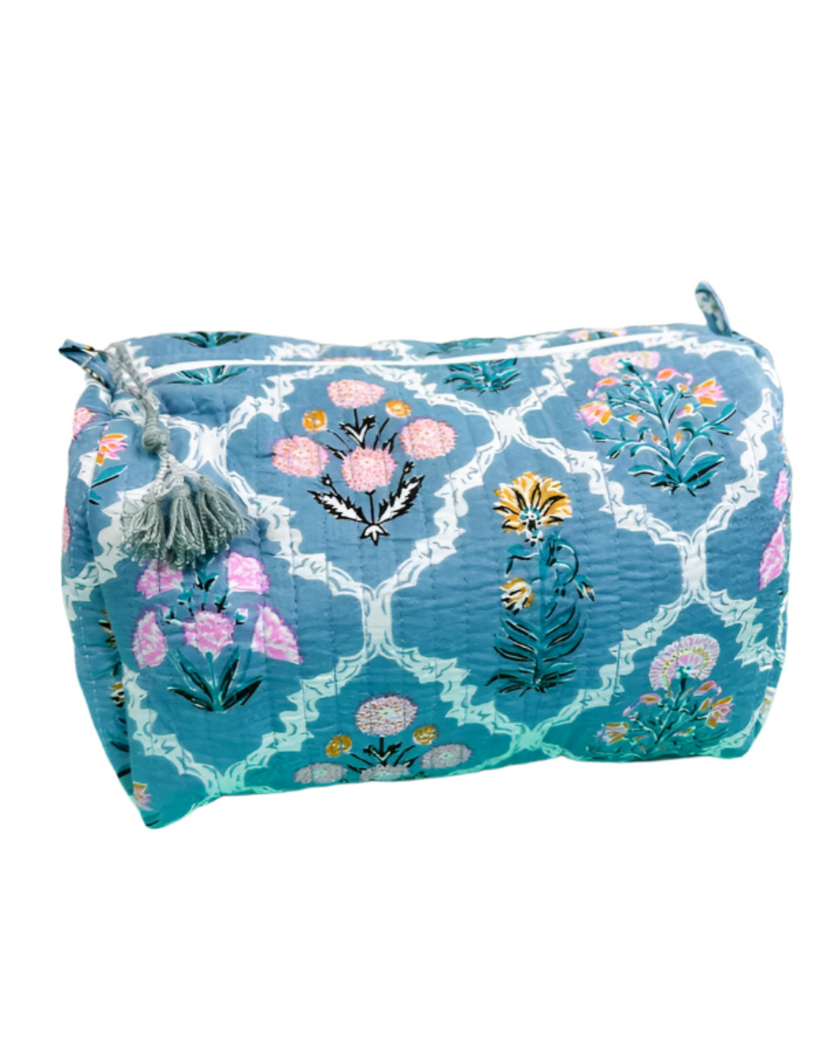 Blue Wildflower Makeup Bag
