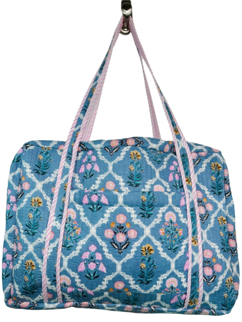 Blue Wildflower Weekender Bag