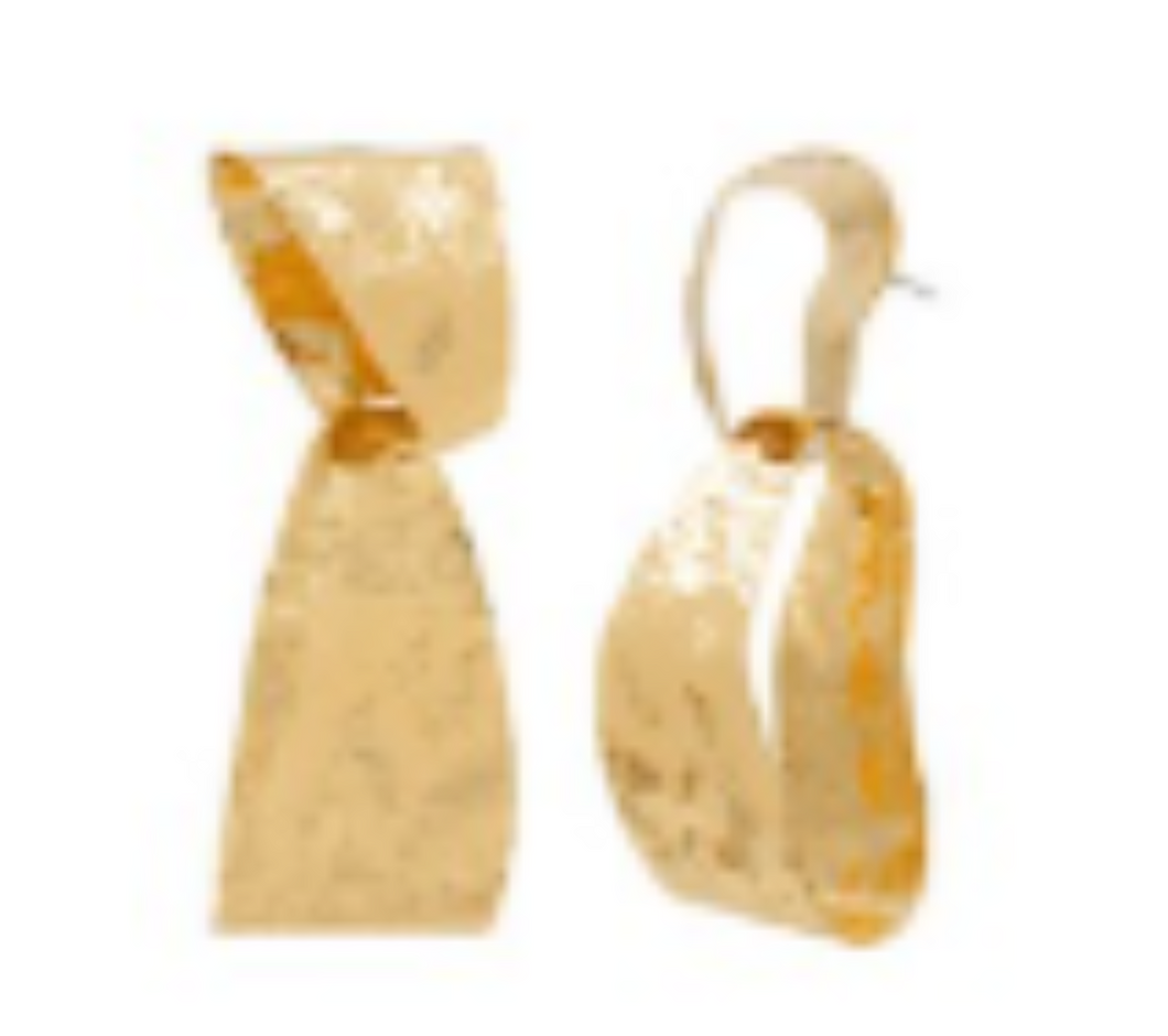 Metal Art Earrings: Gold