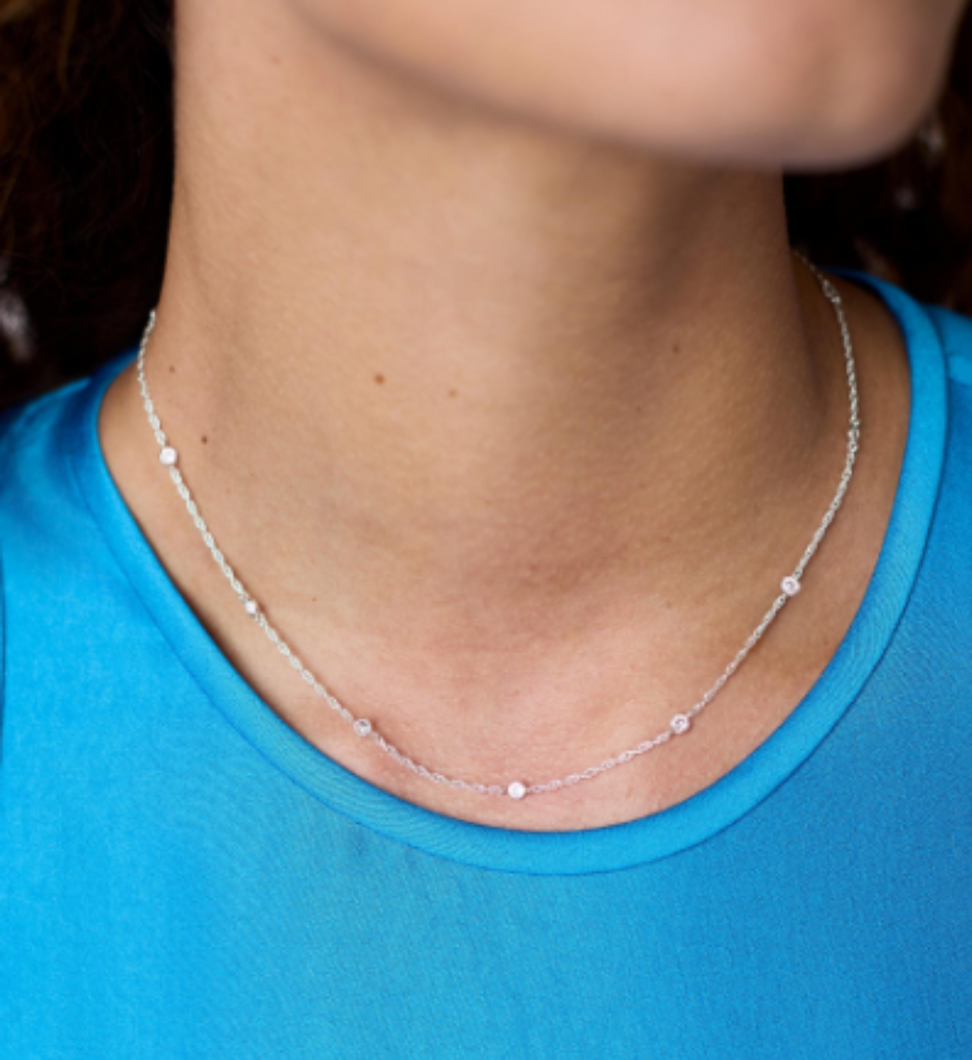 JV Silver Celeste Delicate Station Necklace