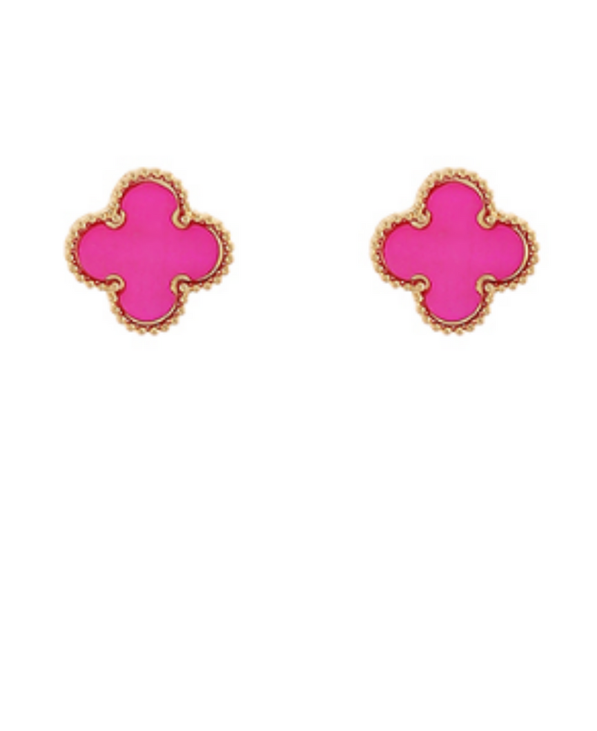 Pink Clover Studs