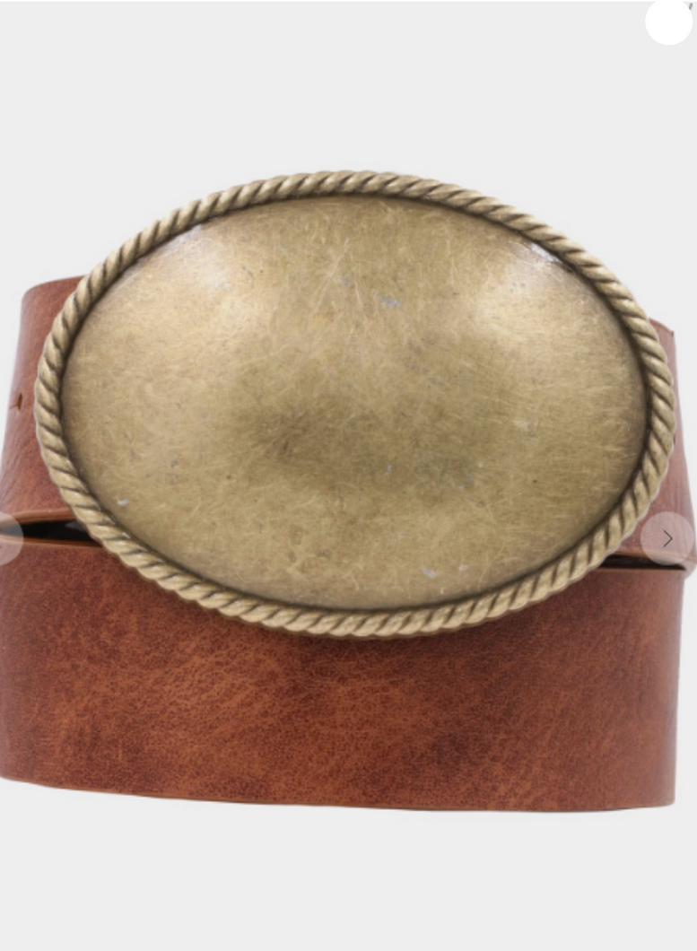 Oval Buckled Belt: Brown