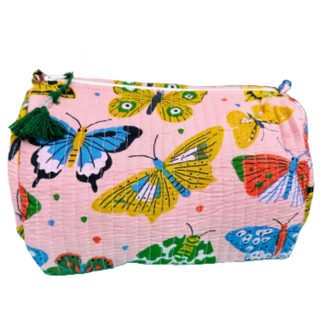 Pink Butterfly Makeup Bag