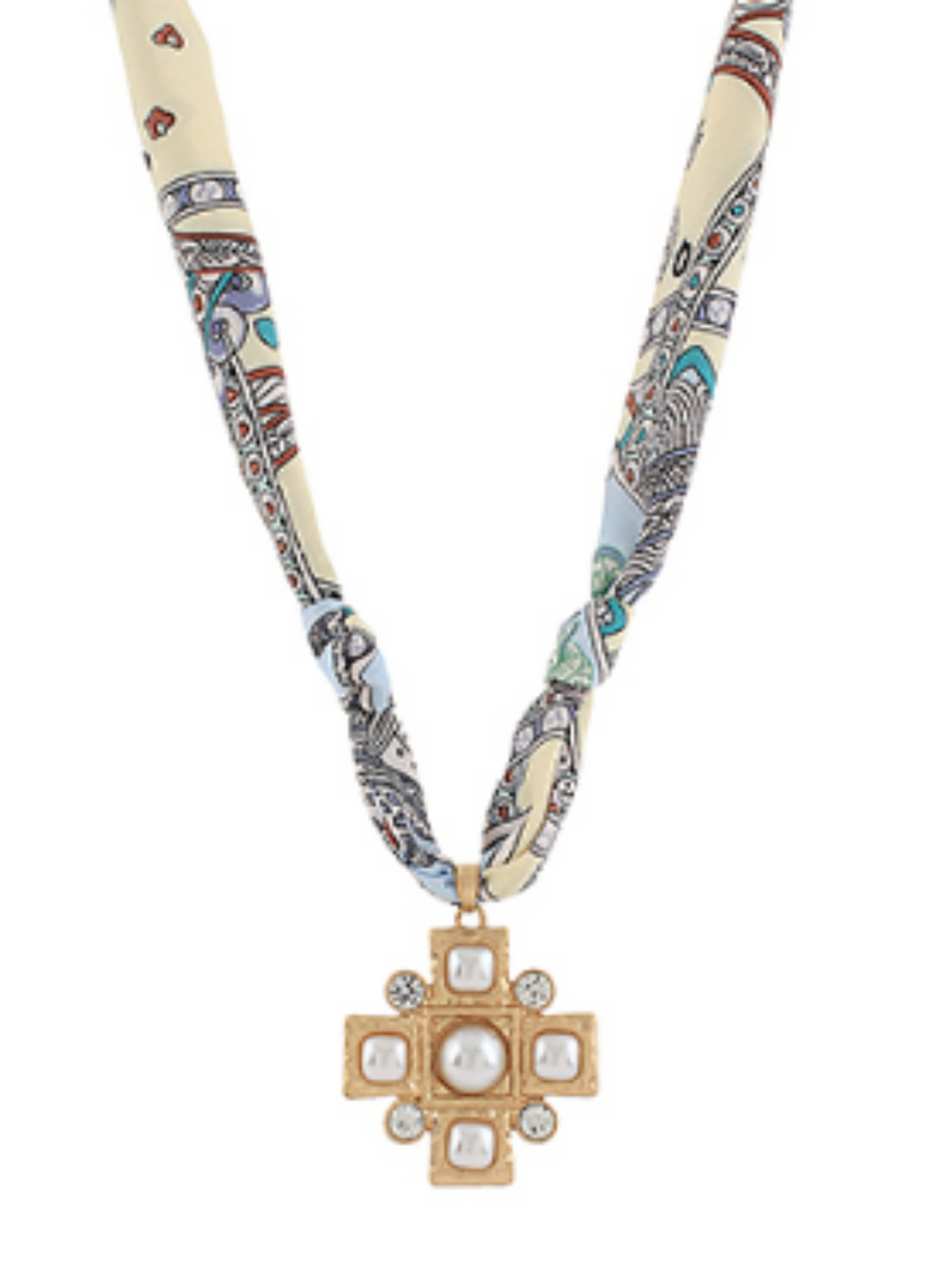 Pearl Cross Scarf Necklace