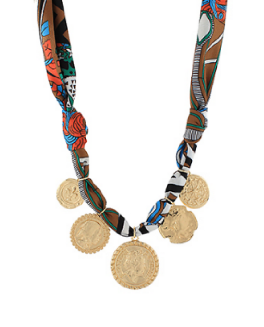 Multi Coin Scarf Necklace