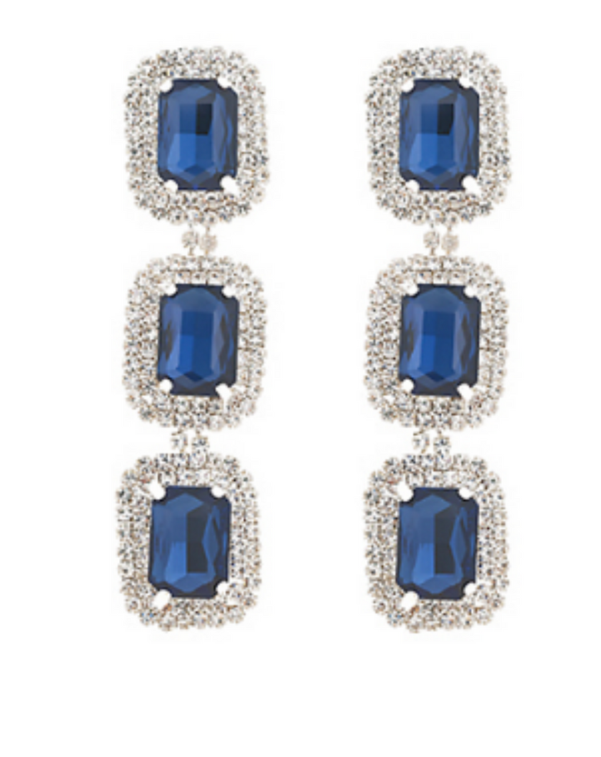 Blue Crystal Drop Earrings