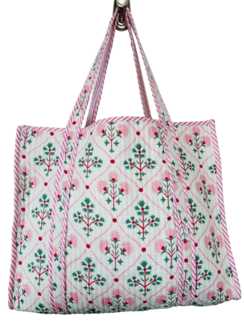 Pink Floral Tote Bag
