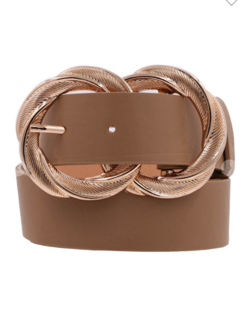 Twist Buckle Belt: Taupe