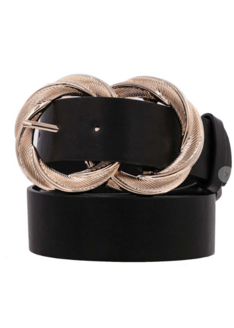 Twist Buckle Belt: Black