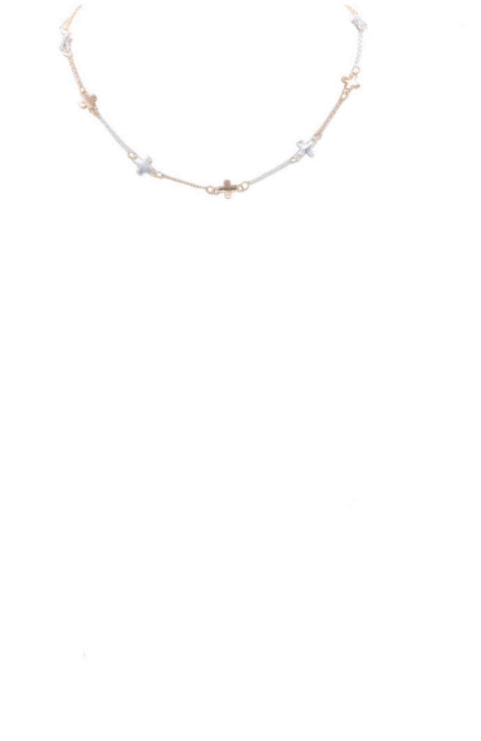 2 Tone Cross Necklace