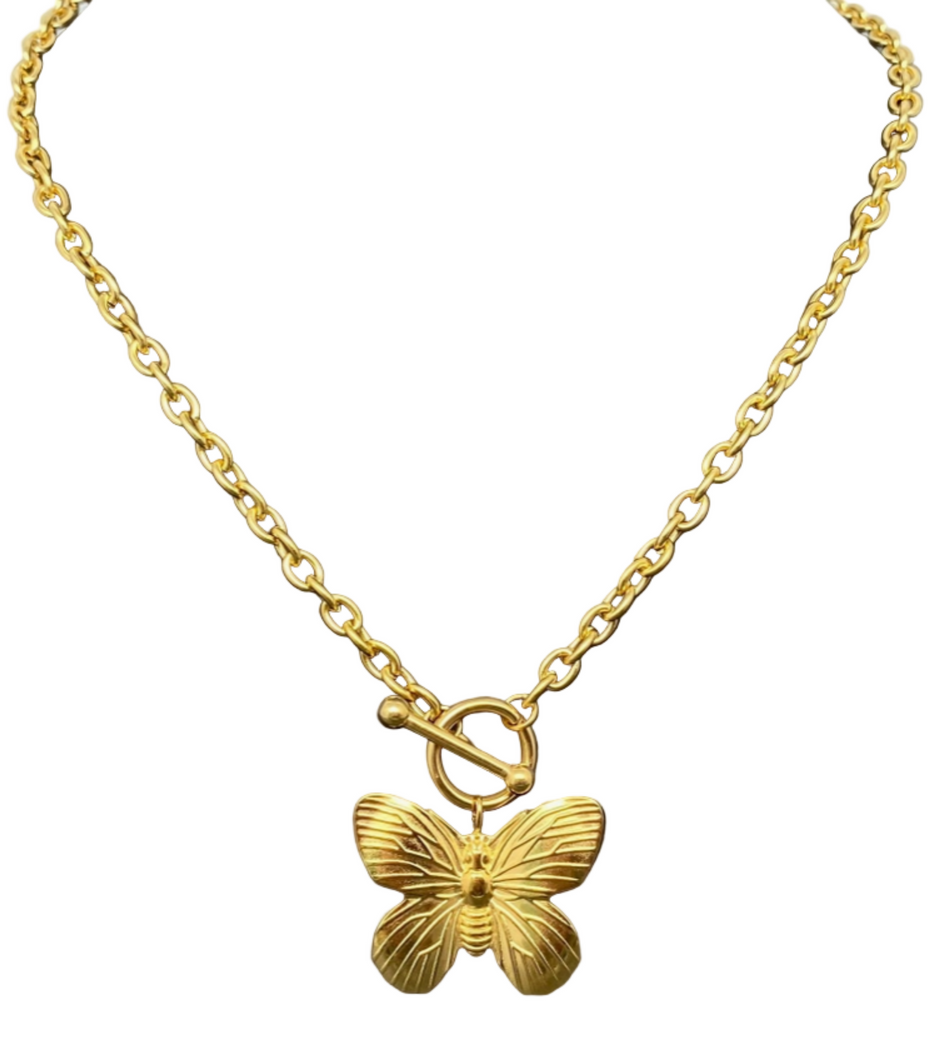 18K Butterfly Pendant Necklace